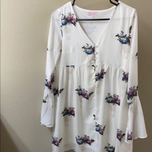 Pink lily white flower dress . Brand new w/tags